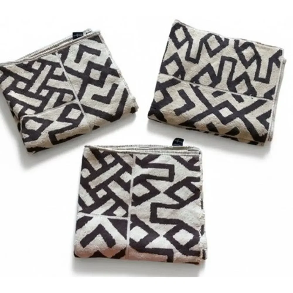 Vtg 80s Ralph Lauren Bath Towels Lot 3 Chevron Geometric Aztec Brown 27x48’ USA